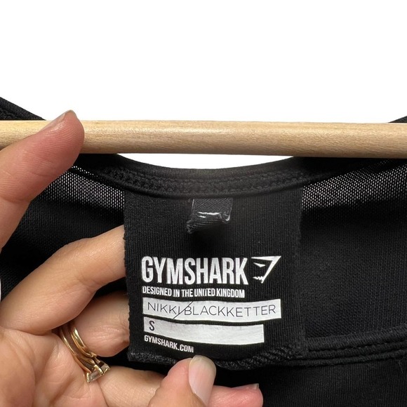 Gymshark Nikki Blackketter Jumper Crop Top Long Sleeve Black - Picture 7 of 10
